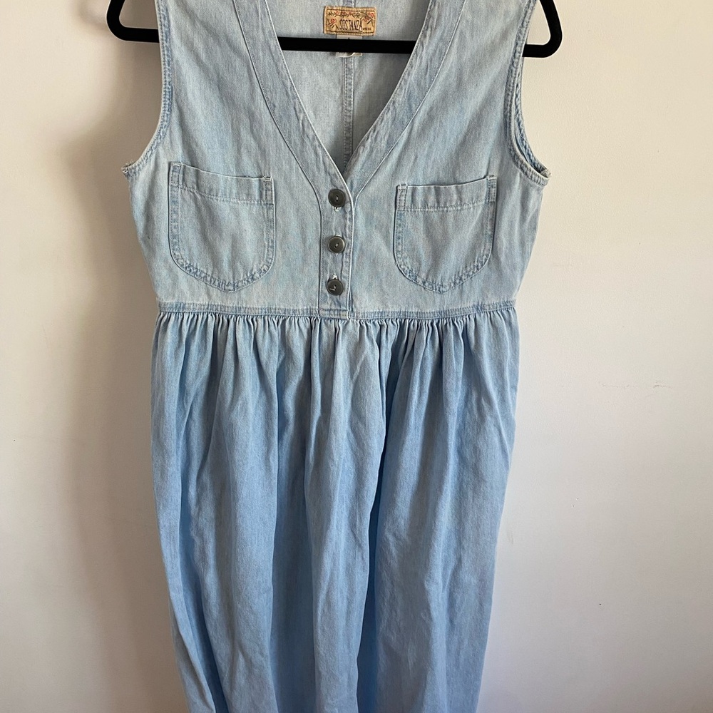 Sostanza Light Blue Denim Dress Size Small Country Western Cottagecore Garden